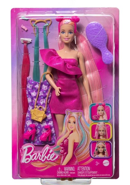JDC85 Barbie Upuzun Muhteşem Saçlı Bebekler Pembe Saçlı Bebek