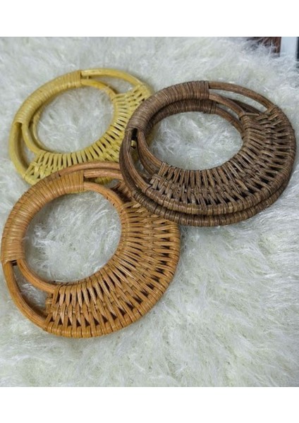 🌿 3 Çift Doğal Bambu & Hasır Çanta Kulpları - Dıy Projeleriniz Için Benzersiz Dokunuş!