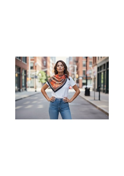 At Desenli Renkli Fular 70 x 70 modelleri