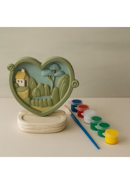 Dekoratif Kalp Figürlü Alçı Obje Boyama Seti –fırça Dahil – Tütsülük Olarak Kullanıma Uygun
