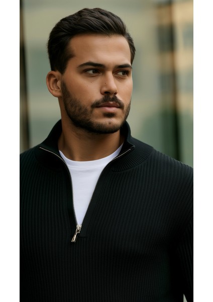Erkek Balıkçı Zip Yaka Uzun Kollu Triko modelleri