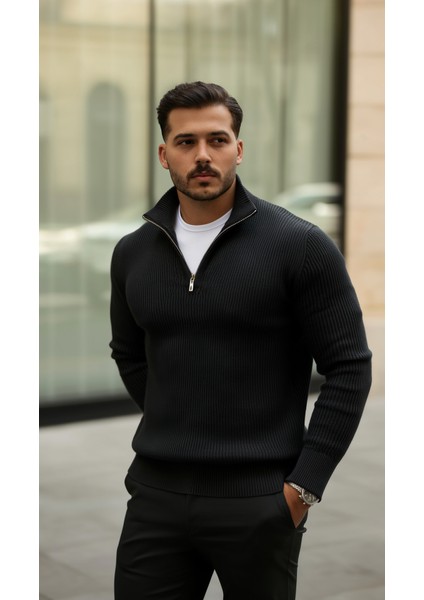 Erkek Balıkçı Zip Yaka Uzun Kollu Triko fırsatları