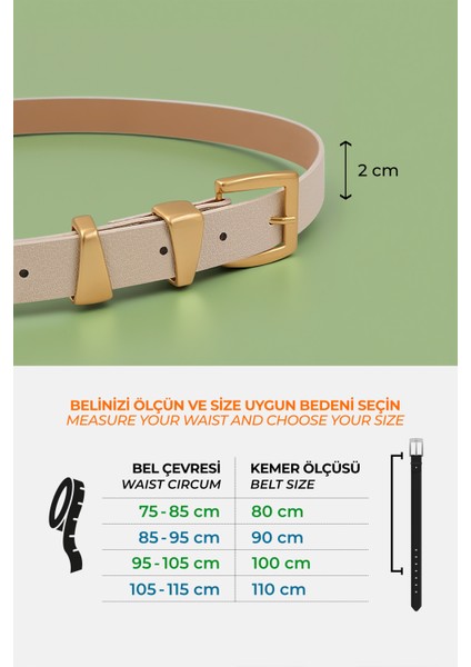 Asimetrik Gold Köprülü Ekru Kadın Kemer modelleri