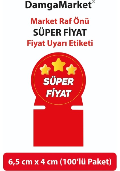 Market Raf Önü Süper Uyarı Etiketi – Dikey Model – 6,5 × 4 cm – 100’LÜ Paket