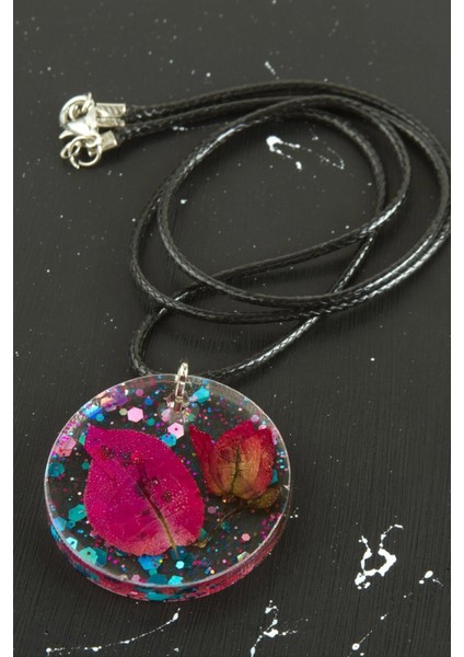 Begonvil Çiçeği Epoksi Kolye