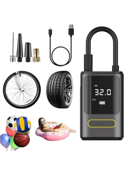 Kablosuz Oto Araç Mini 4000MAH 150 Psı Işıklı Oto Hava Kompresörü KA-760