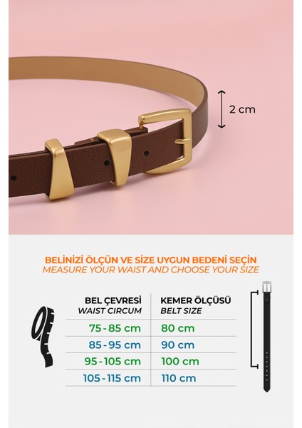 Asimetrik Gold Köprülü Kahve Kadın Kemer modelleri