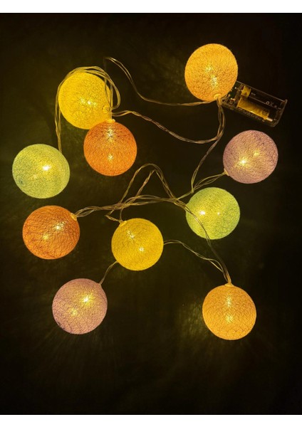 2m 10'lu Işıklı Renkli Top Dekoratif Süs Pilli MZ-312