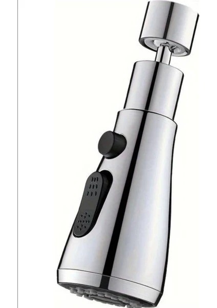 360 Derece Dönebilen- 3 Mod Krom Yağmur Püskürtme Borulu Kubar Musluk Ucu (4940)