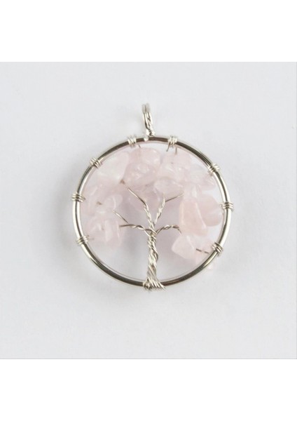 Pembe Kuvars Doğaltaş Kolye Ucu