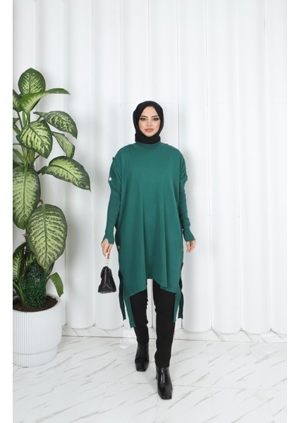 Düğme Detaylı Merserize Tunik fiyatları