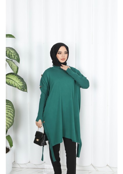 Düğme Detaylı Merserize Tunik modelleri