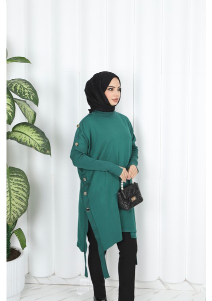 Düğme Detaylı Merserize Tunik fırsatları