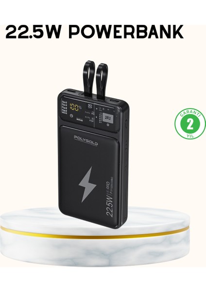 Powerbank Hızlı Şarj 10000 Mah Dahili Kablo