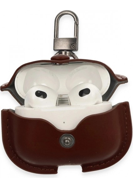 Airpods 3 (3.nesil) Çanta Deri Kılıf - Kahverengi modelleri
