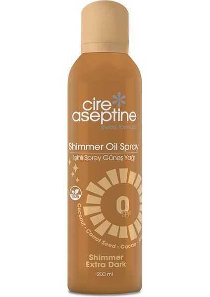 Cire Aseptine Işıltılı Sprey Güneş Yağı 0 Spf 200 ml 4 Adet