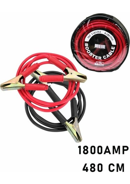 1800 AMPER TIR İÇİN AKÜ TAKVİYE KABLOSU 4.8MT - PENCERELİ BEZ ÇANTALI (4887)