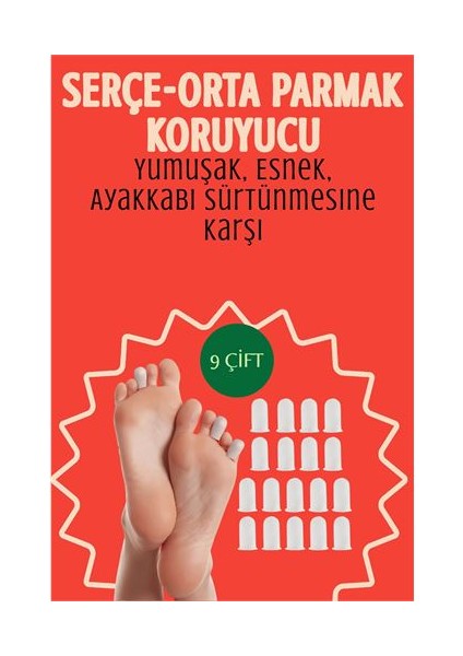 Hsnet 9 Çift Silikon Parmak Koruyucu – Serçe ve Orta Parmak Uyumlu | Yumuşak Esnek Ayakkabı Sürtünmesine Karşı