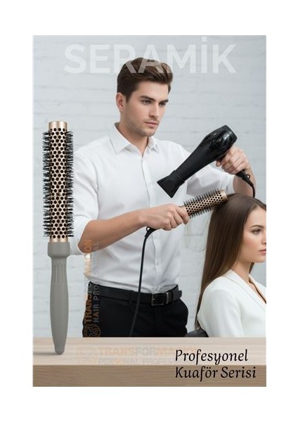 Profesyonel Kuaför 40 mm Ceramic Ionic Nano Fön Fırçası – 32 cm Uzunluk Profesyonel Kuaför Serisi