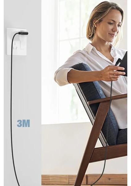 USB To Lightning 3m 2.4A Kablo - SIYAH-(5796) fırsatları