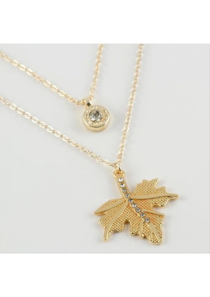 Yaprak Figürlü Yeni Sezon Ikili Kolye