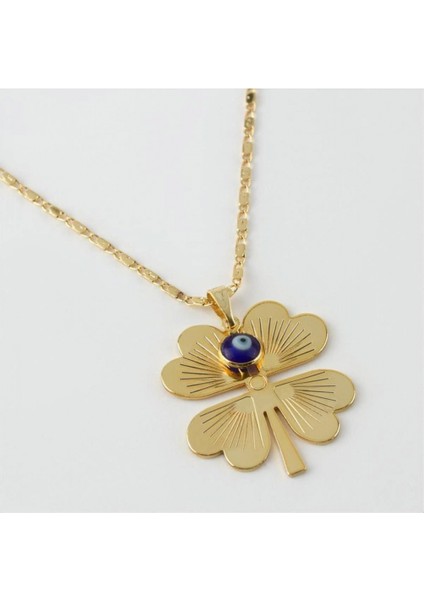 Yonca Figürlü Nazarlı Kolye