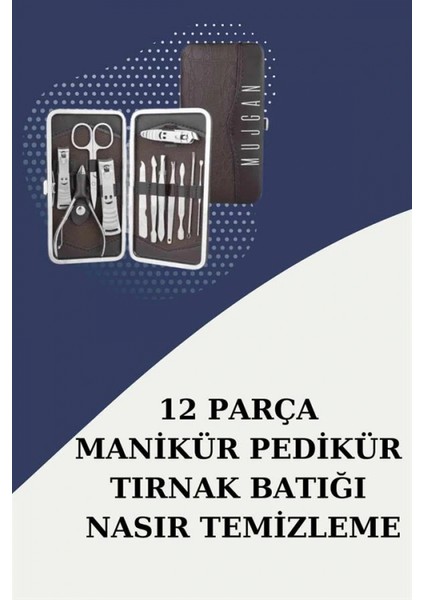 Ieg 12 Parça Paslanmaz Çelik Kompakt ve Taşınabilir Manikür Makası Tırnak Makası
