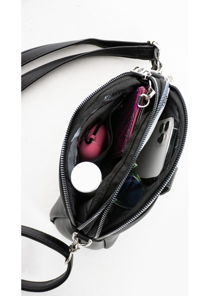 Yumuşak Deri Çok Kullanışlı Küçük Boy 4 Bölmeli Çapraz Çanta