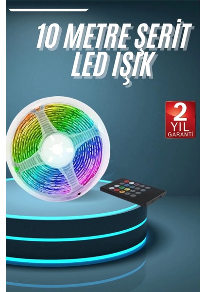 10M Şerit LED Iç Mekan Renkli Rgb Şerit LED Kumandalı