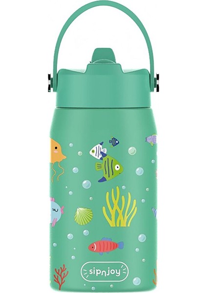 - Lil'straw Çocuk Su Termosu | 420 ml - Ocean Whisper (3 Adet)