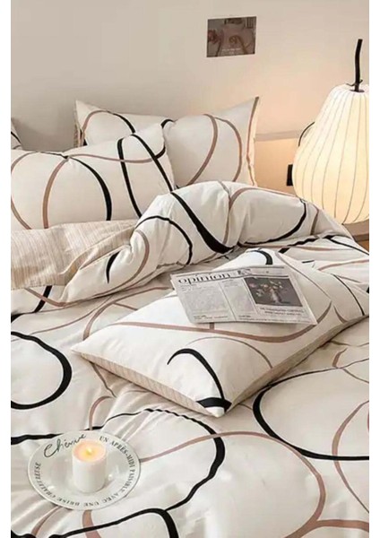 Nevresim Takımı Çift Kişilik Line Rondom Krem Kolay Ütülenir fırsatları