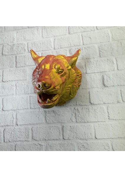 Bfs Gold Kurt Duvar Aksesuarı Asılabilir 3D Dekoratif Heykel 25X19 cm indirimleri