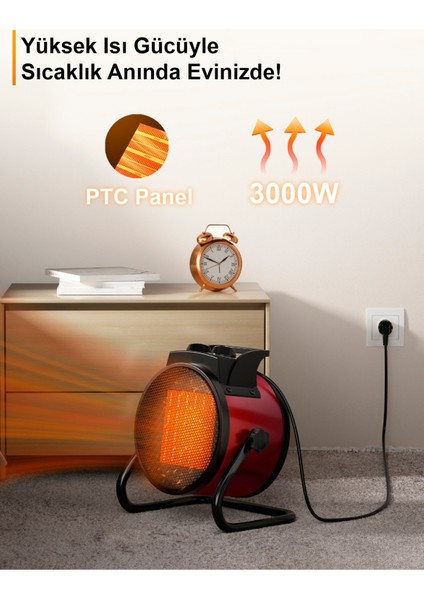 Elektrikli Isıtıcı Fan 3000W Hızlı Isınma, 3 Kademeli Ayar, Sessiz Ptc Isıtma modelleri