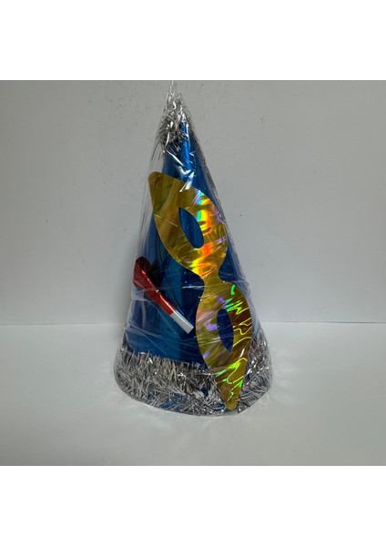 Yılbaşı Şapkası Seti Lüx Karton Mavi Renk