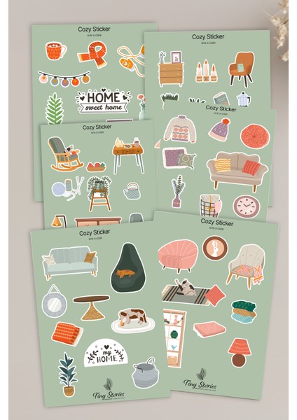 Cozy Temalı Sticker Seti - 6 Adet / Ajanda, Defter,bullet Journal,scrapbook