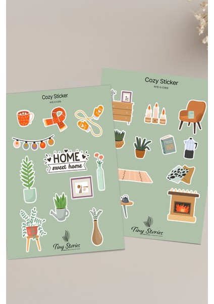 Cozy Temalı Sticker Seti - 6 Adet / Ajanda, Defter,bullet Journal,scrapbook fiyatları