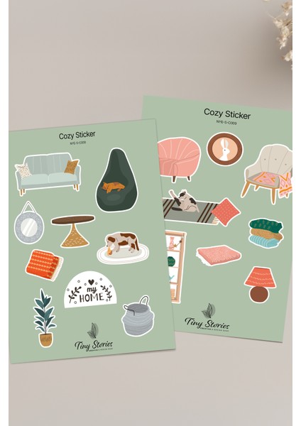 Cozy Temalı Sticker Seti - 6 Adet / Ajanda, Defter,bullet Journal,scrapbook fırsatları