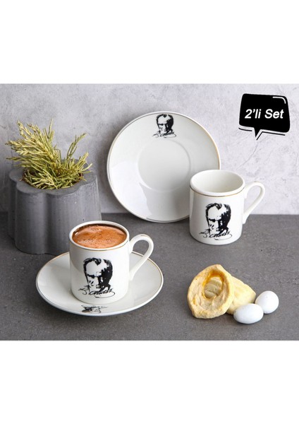 Atatürk Tasarımlı Porselen 2'li Kahve Seti