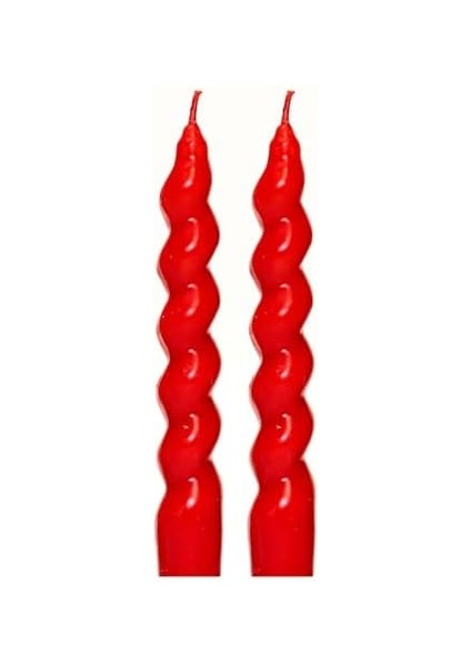 Yılbaşı 2&apos;li Twirl Glow Kırmızı Şamdan Mum Seti (18 Cm)