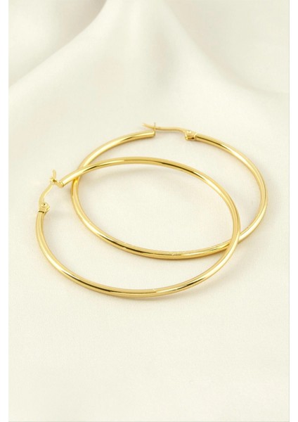 Halka Lüks Çelik Küpe 5,5 cm