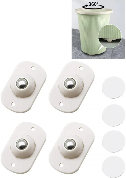 Egonex 4 Adet Pratik 360 Derece Döner Tekerlek Bilyeli Eşya Kaydırma Aparatı Yapışkanlı Mini Tekerlekler