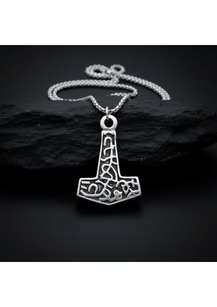 Thor Mjollnir Hammer Gümüş Kaplama Örme Zincir Kolye fırsatları