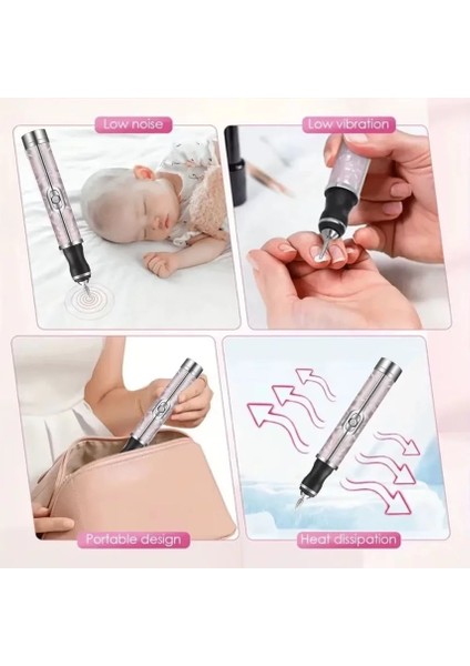 Mini Taşınabilir Tırnak Manikür Seti USB Şarjlı