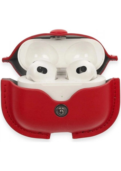Airpods 3 (3.nesil) Çanta Deri Kılıf - Kırmızı modelleri