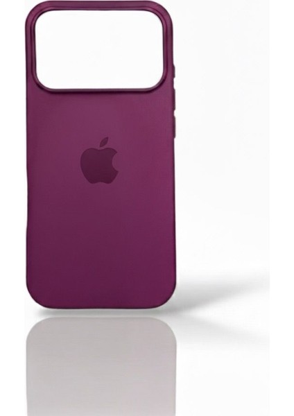 Iphone 17 Serisi ile Uyumlu Lansman Logolu Silikon Telefon Kılıfı, Içi Kafide Kılıf