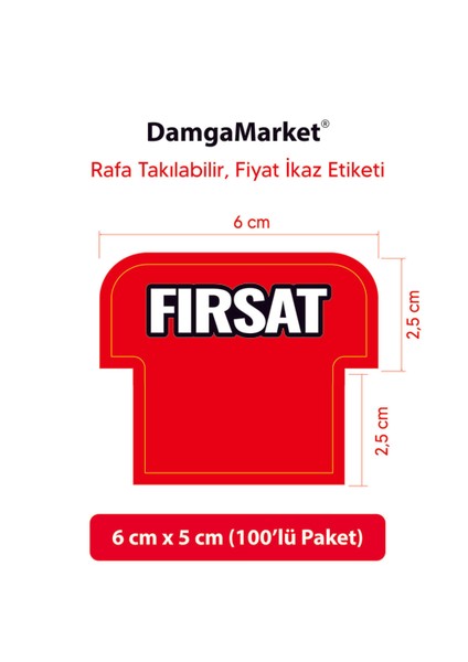 Kırmızı Fırsat Etiketi Kartı Market, Mağaza,bakkal,raf ve Etiketi 6X5CM 100'LÜ Paket fiyatları