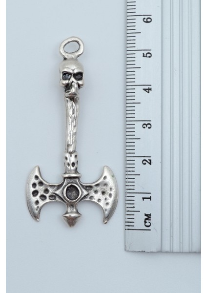 2'li Çift Taraflı Kuru Kafa Balta - Gladyatör Miğfer Gümüş Kaplama Kolye Seti fırsatları