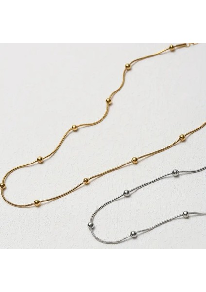 Çelik Takı Seti Kolye Büyük Toplu Zincir Dorika 1 mm Kalınlık 45 cm Uzunluk Gold Gümüş modelleri