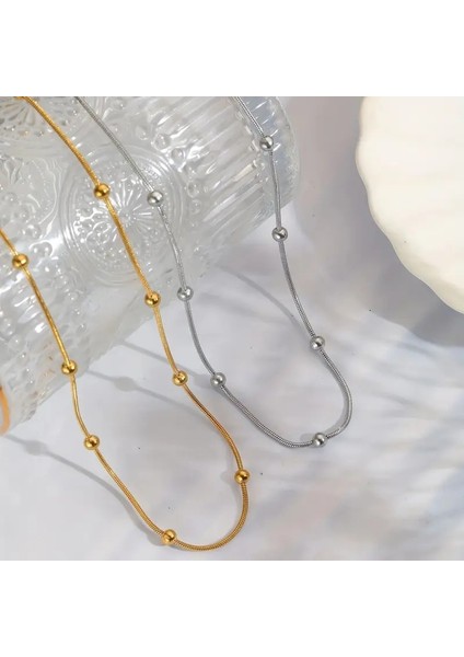 Çelik Takı Seti Kolye Büyük Toplu Zincir Dorika 1 mm Kalınlık 45 cm Uzunluk Gold Gümüş indirimleri