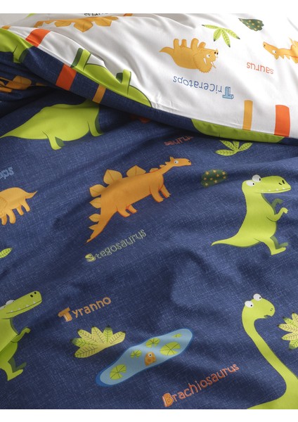 Kolay Ütülenir Nevresim Takımı Tek Kişilik Dinolar Lacivert modelleri